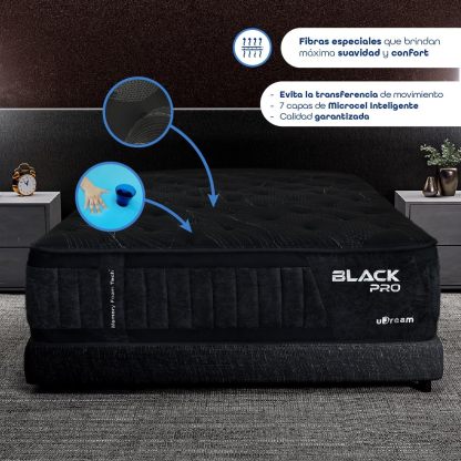UDream Colchón Black Pro Queen Size – Descanso de Lujo, Hipoalergénico, Alta Tecnología