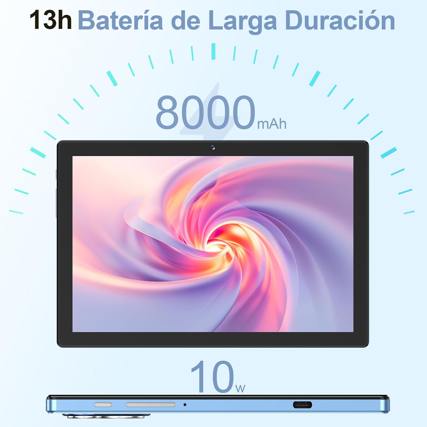 Tablet, Tablets Android 14 de 10.1", 8GB RAM 256GB ROM 1TB Expandible, Octa-core 2.0GHz, 1280x800 IPS HD, Tableta con Cámara Dual de 2MP + 8MP, 8000 mAh Batería, 2025 Tablet con Lapiz, Teclado, Ratón