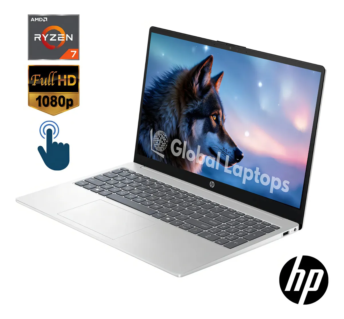 Laptop HP 15 Ryzen 7 512 GB Ssd 16 GB Ram Táctil Pantalla FHD 1920 px x 1080 px Amd Radeon Graphics incluye Windows Con Regalo