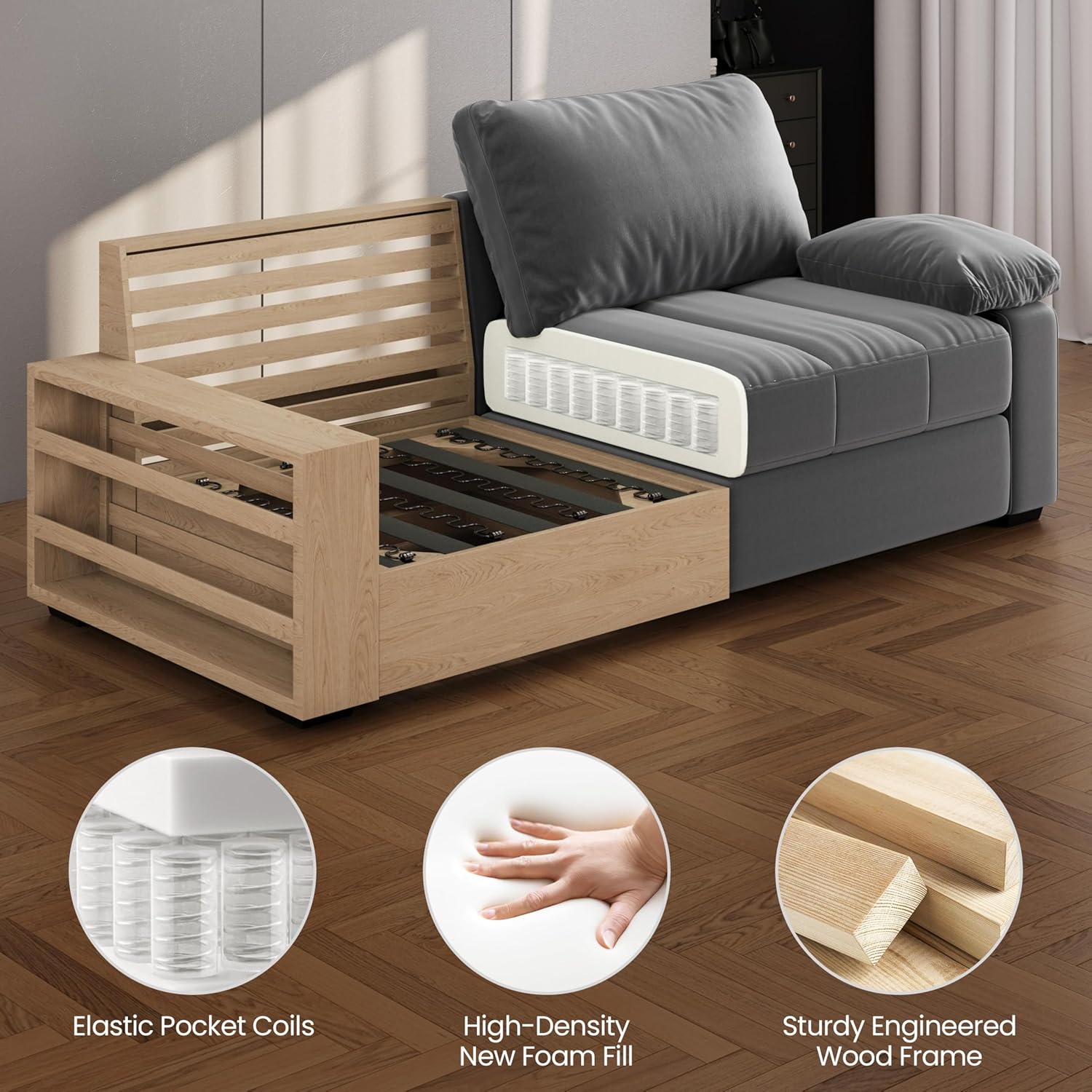 Yaheetech - Sofá de terciopelo de 79 pulgadas con bolsillos de almacenamiento y puertos USB, almohada y funda extraíbles, sofá moderno y cómodo sofá de dos plazas para sala de estar, departamento