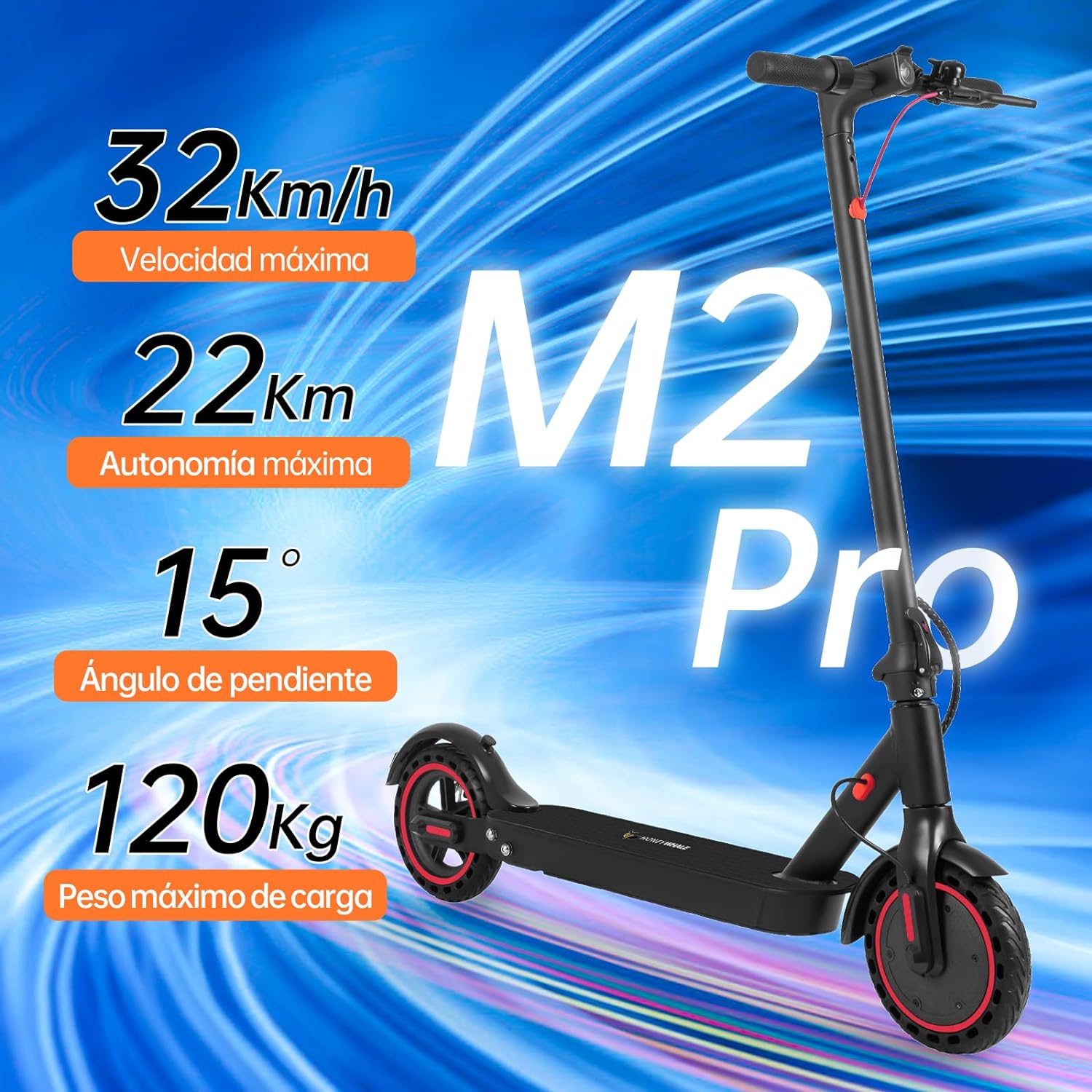 HONEYWHALE M2 Pro Scooter Eléctrico Plegable para Adultos, Motor de 500 W de Potencia Máxima, 22km con una Carga Completa, Velocidad Máxima 32km/h, Patin Eléctrico con App Control Bluetooth