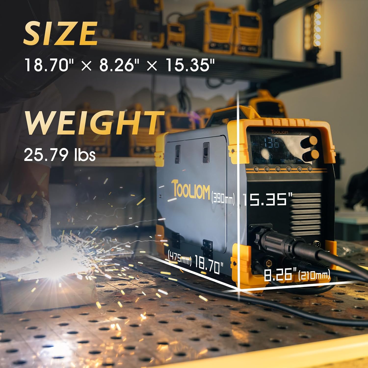 TOOLIOM MIG/TIG/CUT/Stick Soldador 5 en 1 Máquina de soldadura multiproceso de 110/220 V de doble voltaje de aluminio para máquina de soldadura compatible con pistola de carrete