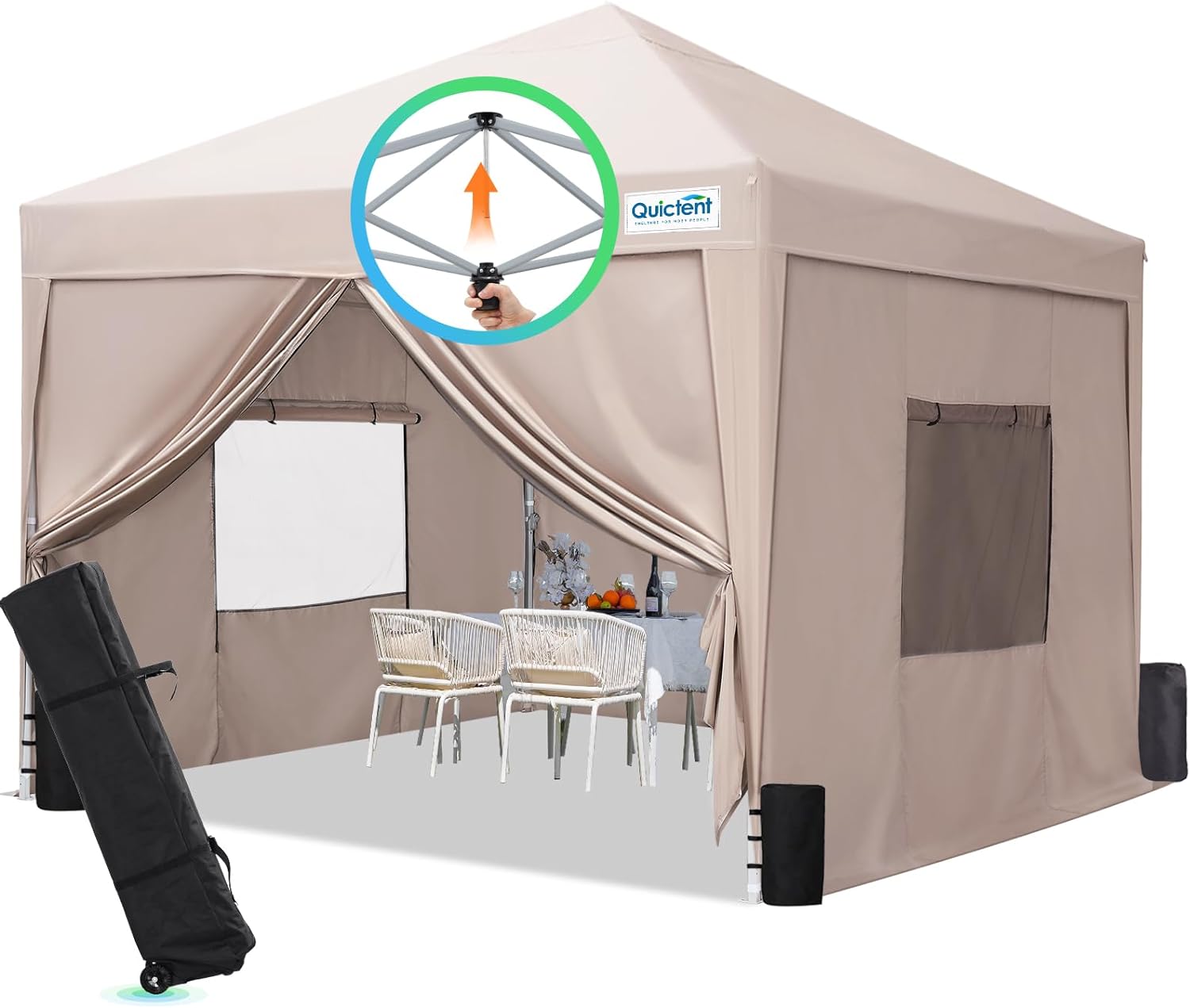 Quictent - Tienda de campaña desplegable de privacidad de 10 x 10 pulgadas con paredes laterales y ventanas ventiladas enrollables, configuración para una persona, fácil refugio para eventos