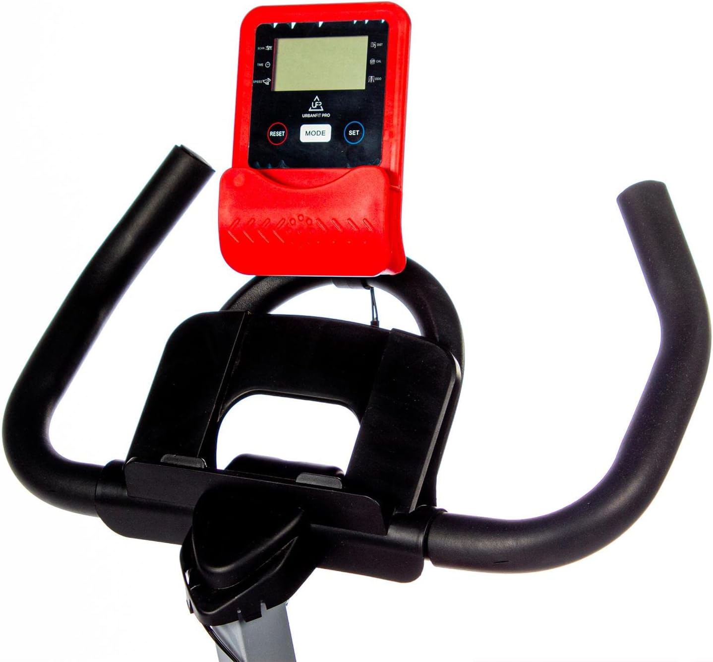 UrbanFit Pro - Bicicleta para Spinning, Estática - Disco de 7 kg - Monitor Electrónico, 6 Funciones - Bici Fija, Ajustable - Cardio en Casa - Varios Colores