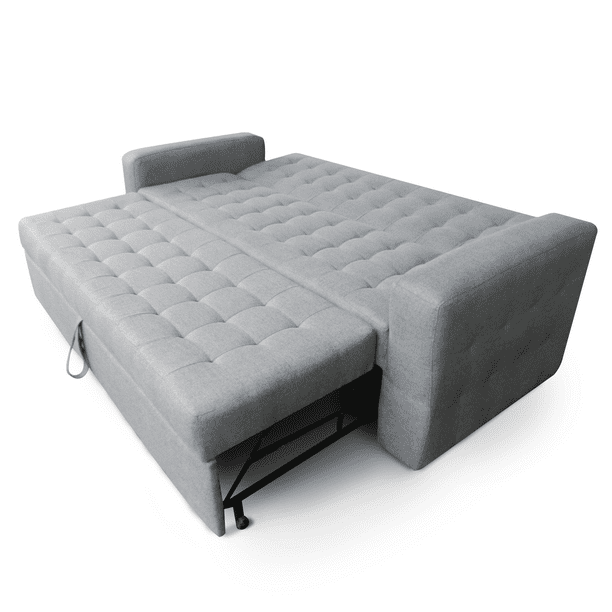Sofá cama Matrimonial Moderno Plegable en Lino Gris Claro Mobydec Sofa cama Matrimonial en Lino