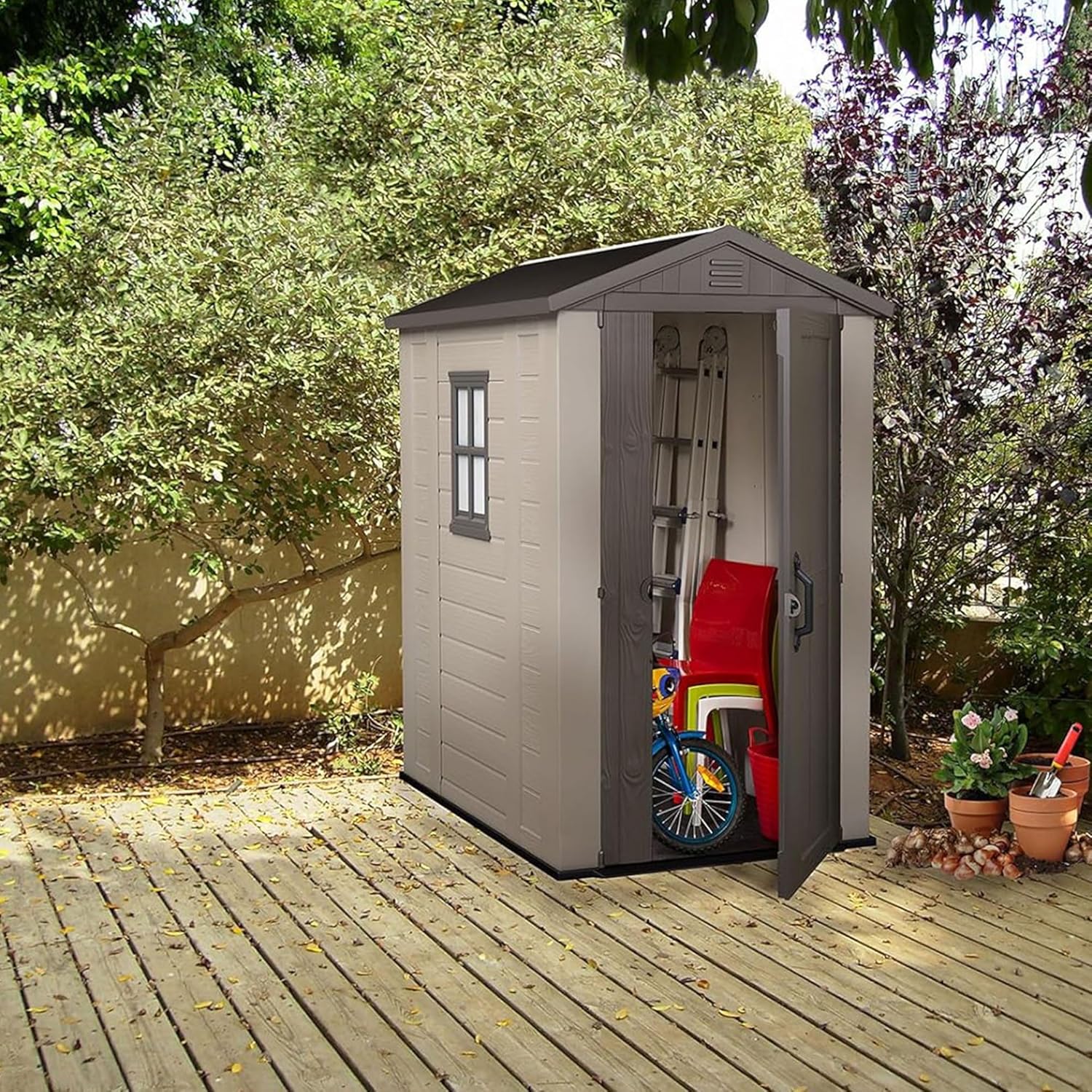 Keter Cobertizo de Almacenamiento para Jardin y Exteriores, Beige, Factor 8x11