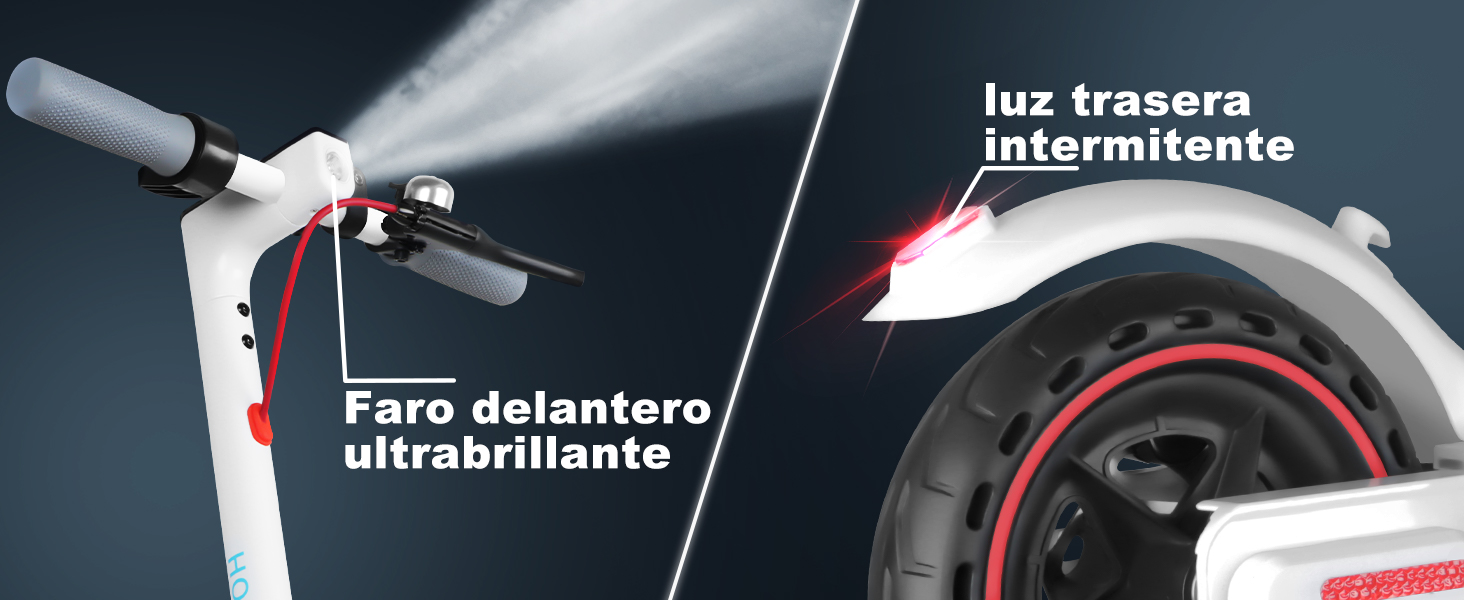 Faro delantero ultrabrillante y luz trasera intermitente