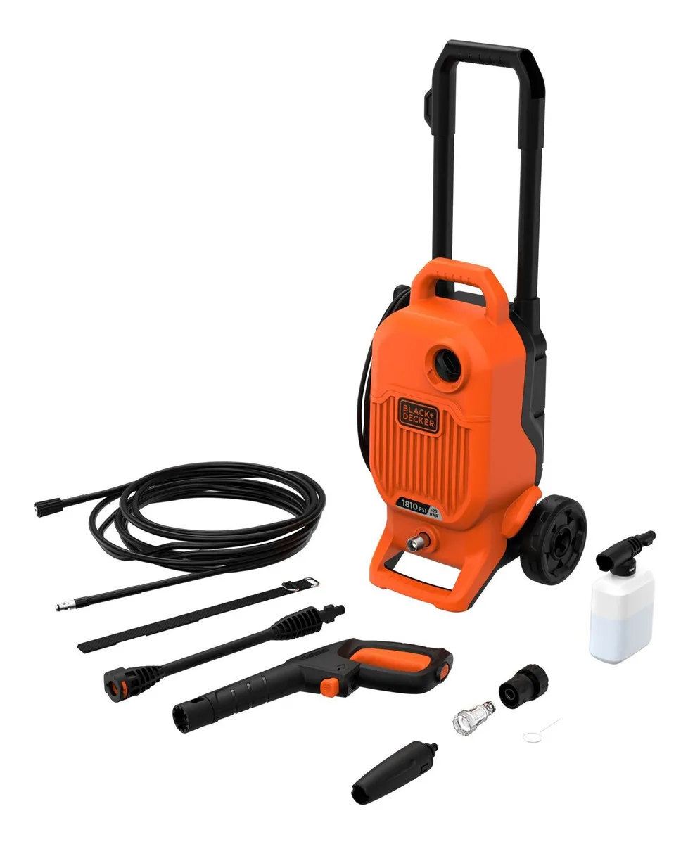 Hidrolavadora eléctrica Black+Decker Hidrolavadora BEPW1800T naranja de 1.7kW con 125bar de presión máxima - 60Hz