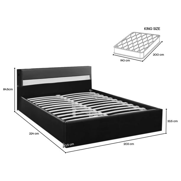 Base King Size Led Almacenamiento Y Bluetooth Bossa Galaxy