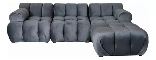 Sala Esquinera Sillón Esquinero Minimalista Moderna Sofá Color Gris Diseño de la tela Terciopelo