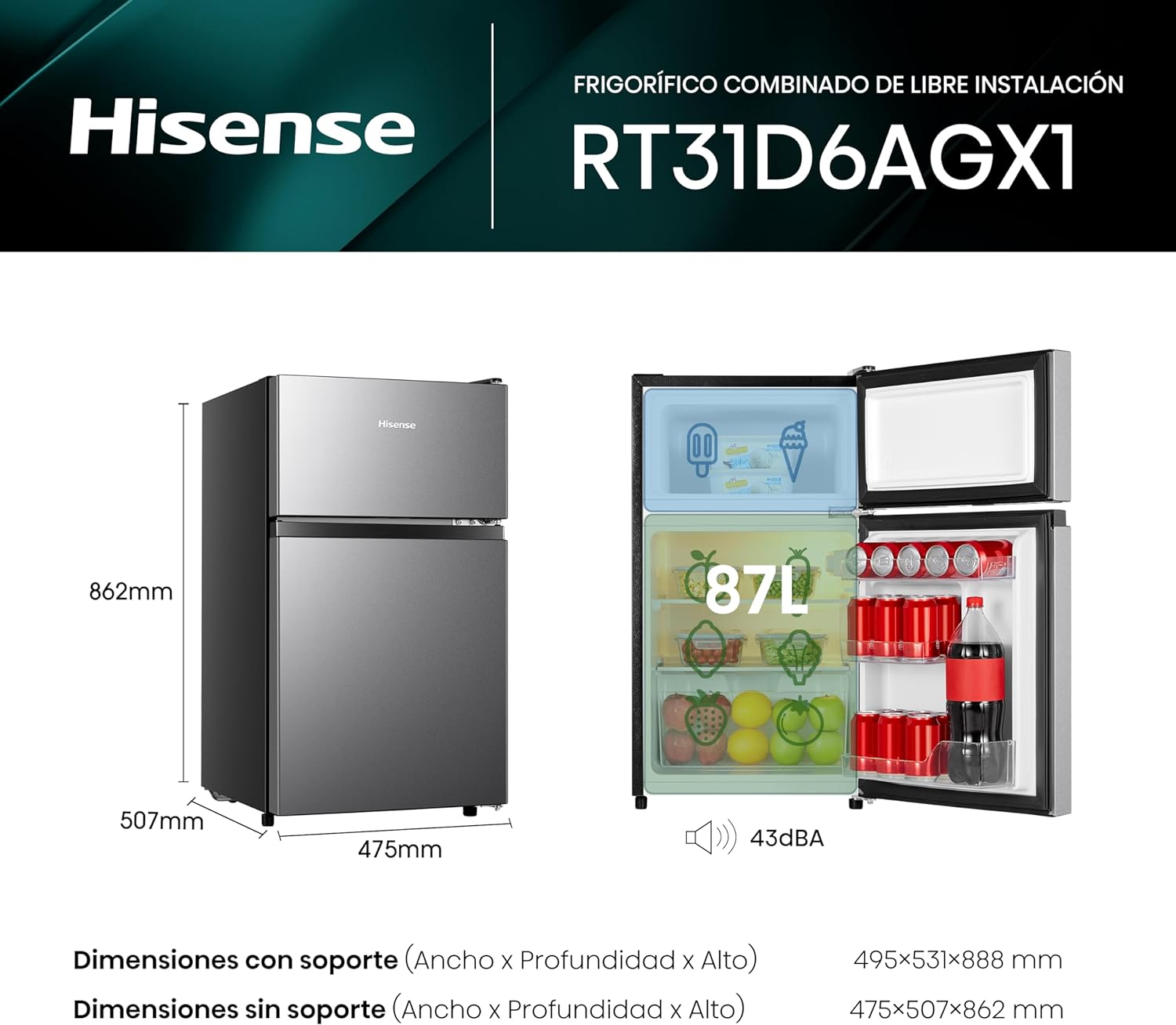 Hisense Frigobar 3.3 Pies mod. RT31D6AGX1