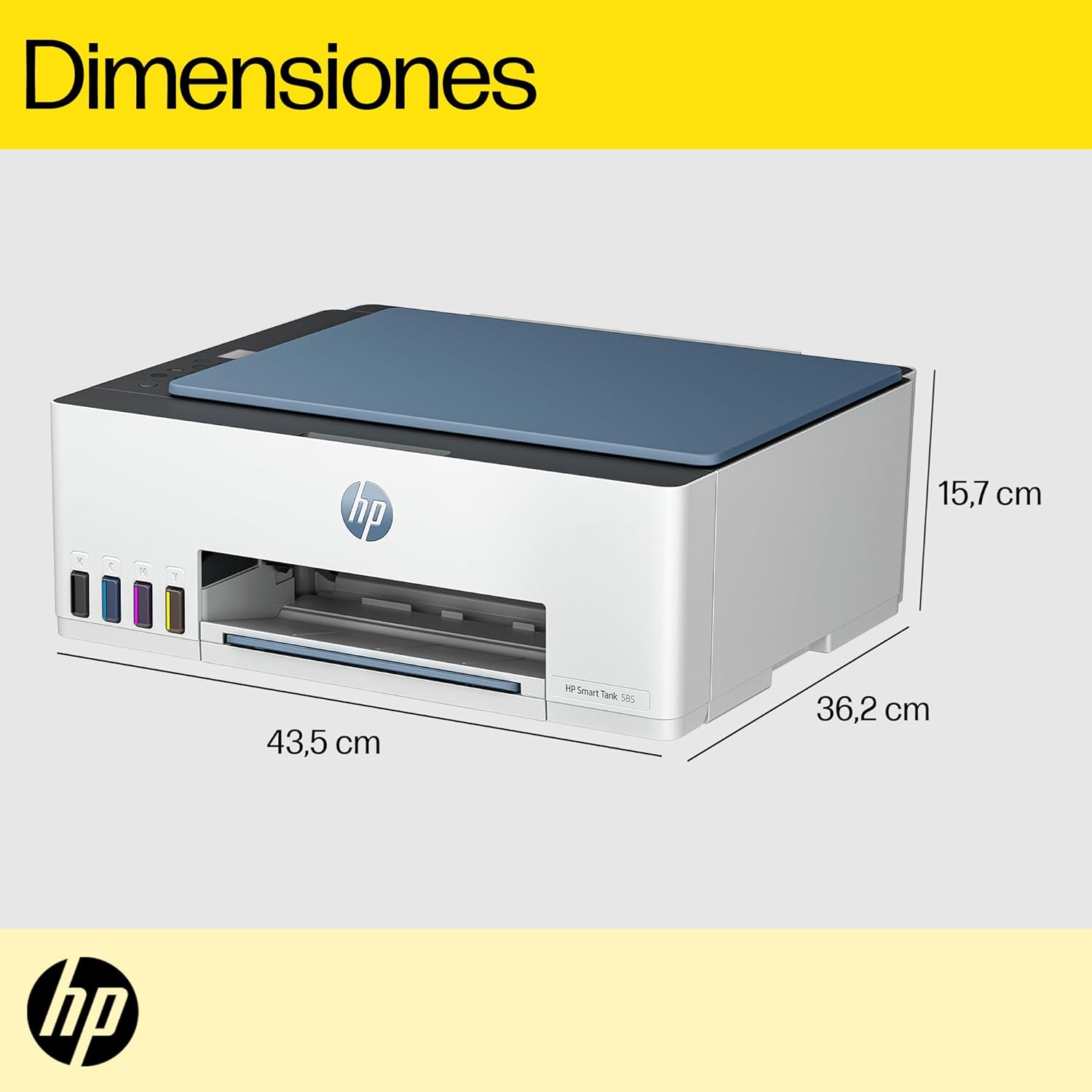 HP Impresora Multifuncional Smart Tank 585, Tinta Continua, Color, Wi-Fi, Dúplex (Doble Cara) Manual, Impresión Desde Smart App, hasta 2 años de Garantía* (1F3Y4A)
