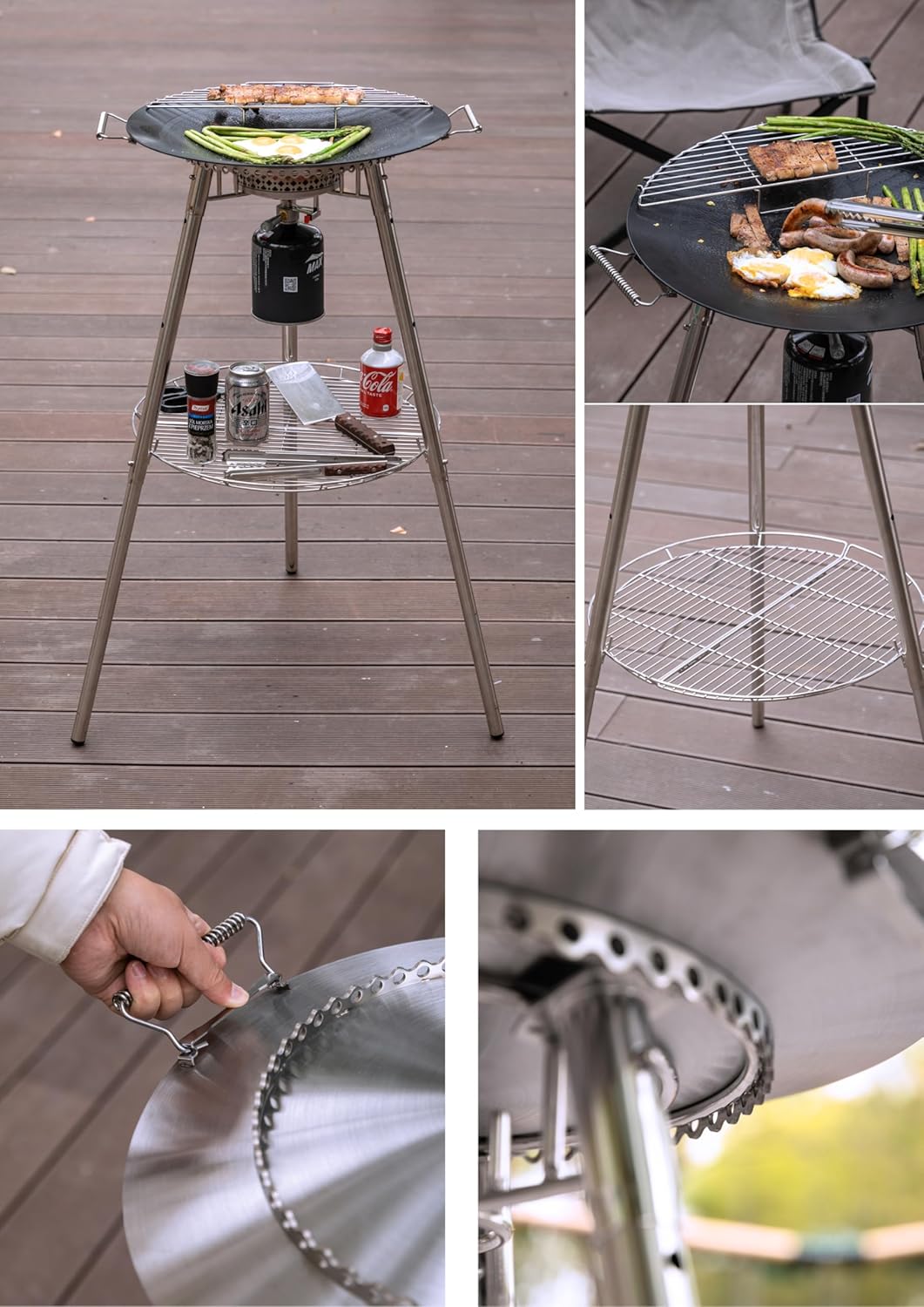 CAMPINGMOON GR-901 - Plancha para barbacoa de 18 pulgadas con válvula Lindal EN417 - Bote estándar para estufa de gas, soporte para quemadores de estufa de gas, soporte para parrilla de horno, kit de