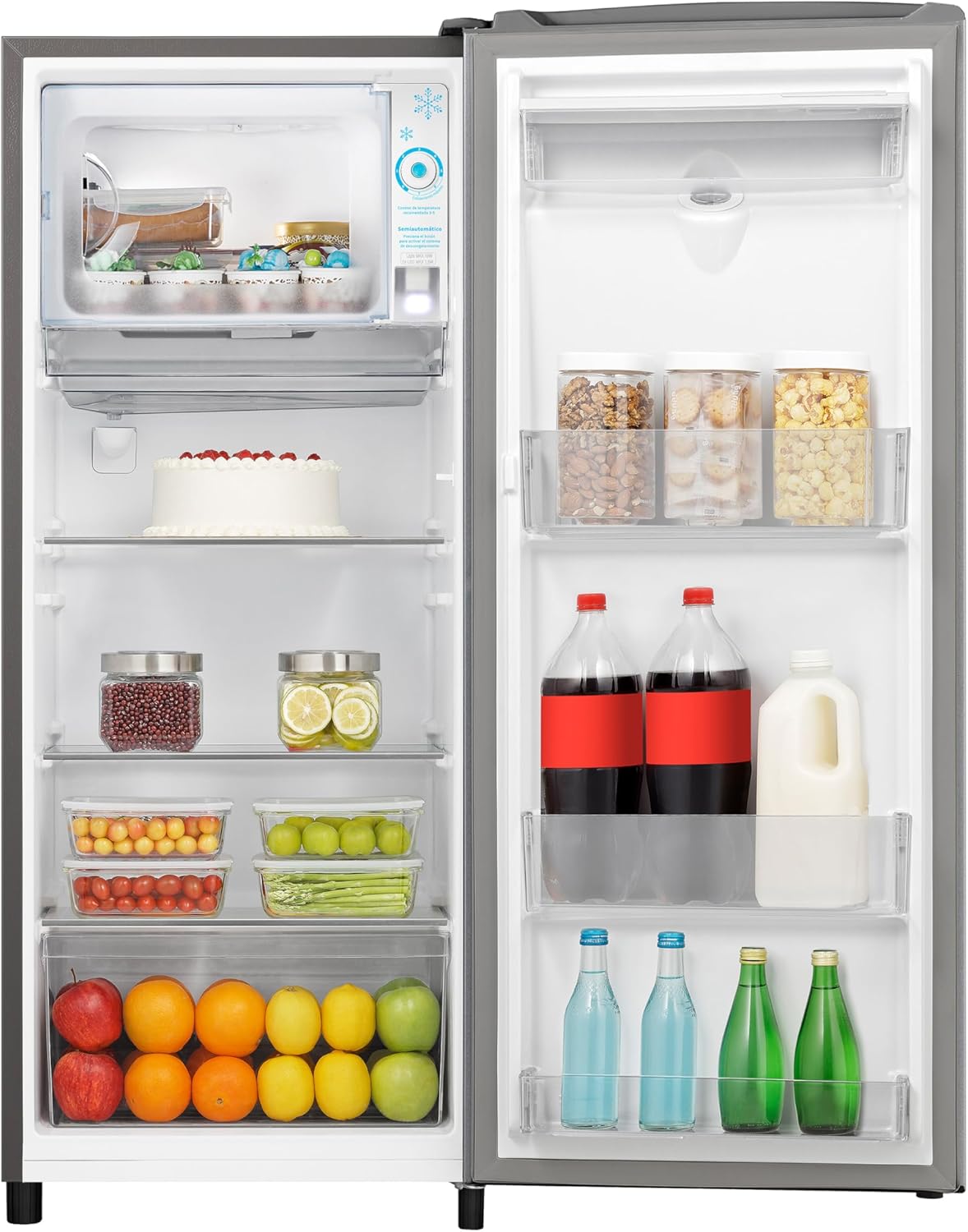 Hisense RR63D6WGX-Refrigerador Una Puerta, 6.3 pies cúbicos con Dispensador de Agua,Deshielo Semiautomático,Sello de Puerta Antibacteriano,52x54x128cm(AnchoxLargoxAlto),Gris