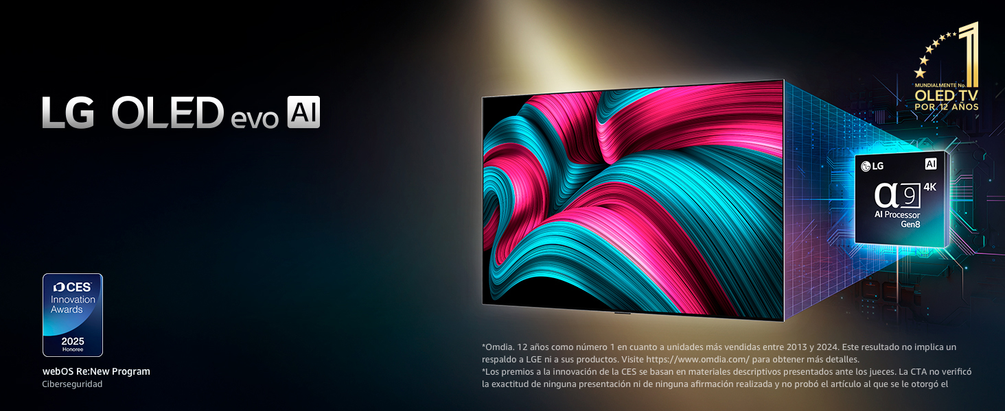 LG OLED evo AI TV, alpha 9 AI Processor Gen8, CES Innovation Award, and webOS Re:New Program