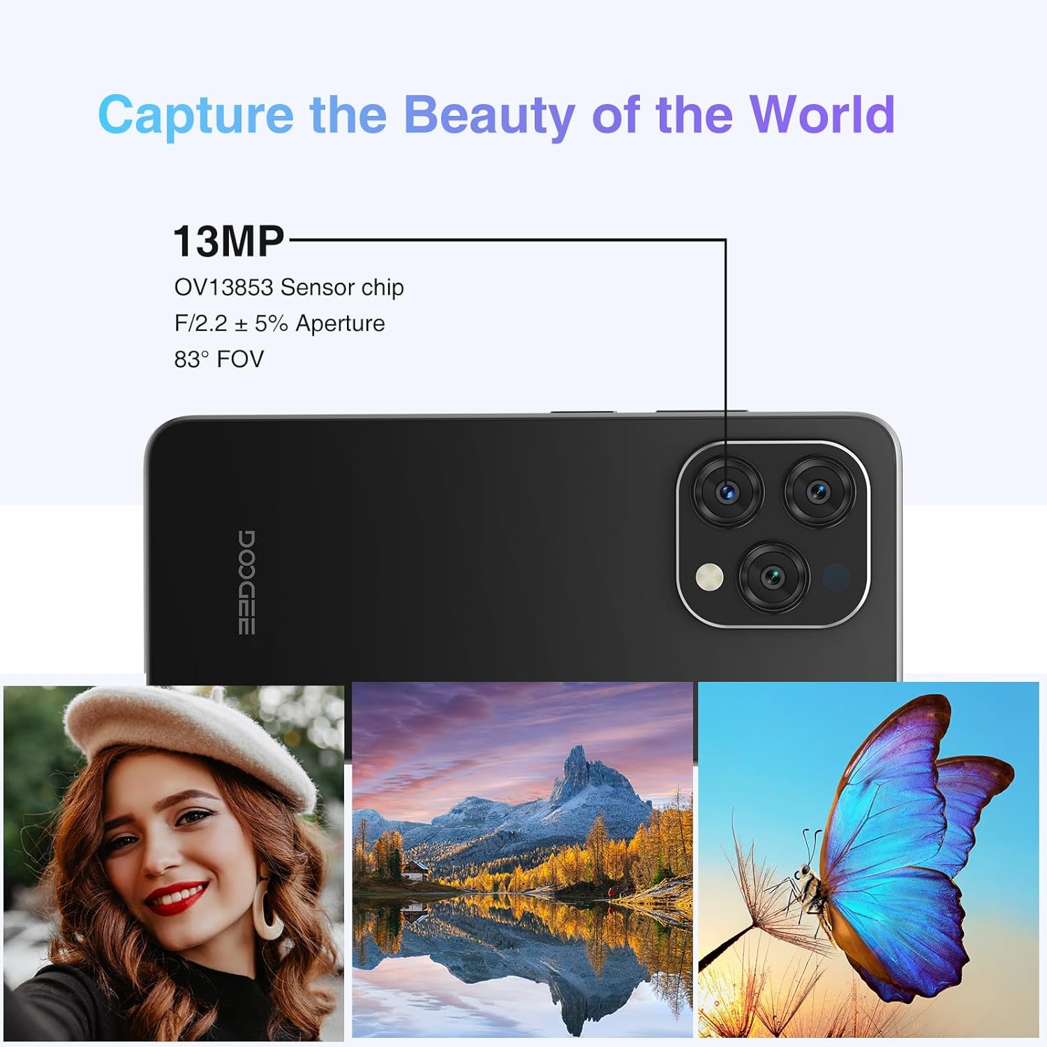 DOOGEE N55 Android 14 Teléfono móvil,9GB+128GB Expandible 1TB Teléfono Android,6.56" HD+ 90Hz Teléfono móvil Desbloqueado,5150mAh Batería,13MP+8MP,Dual SIM 4G Teléfono,Face Unlock,OTG/T-Mobile