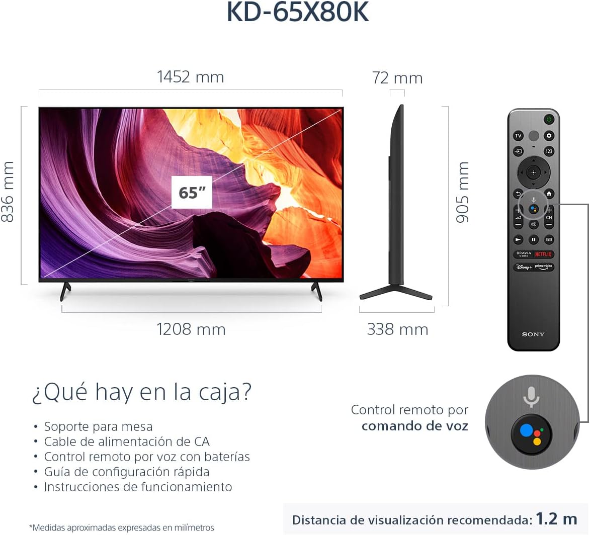 Sony Pantalla X80K 43 Pulgadas KD-43X80K 4K UHD LED Smart Google TV Modelo 2022