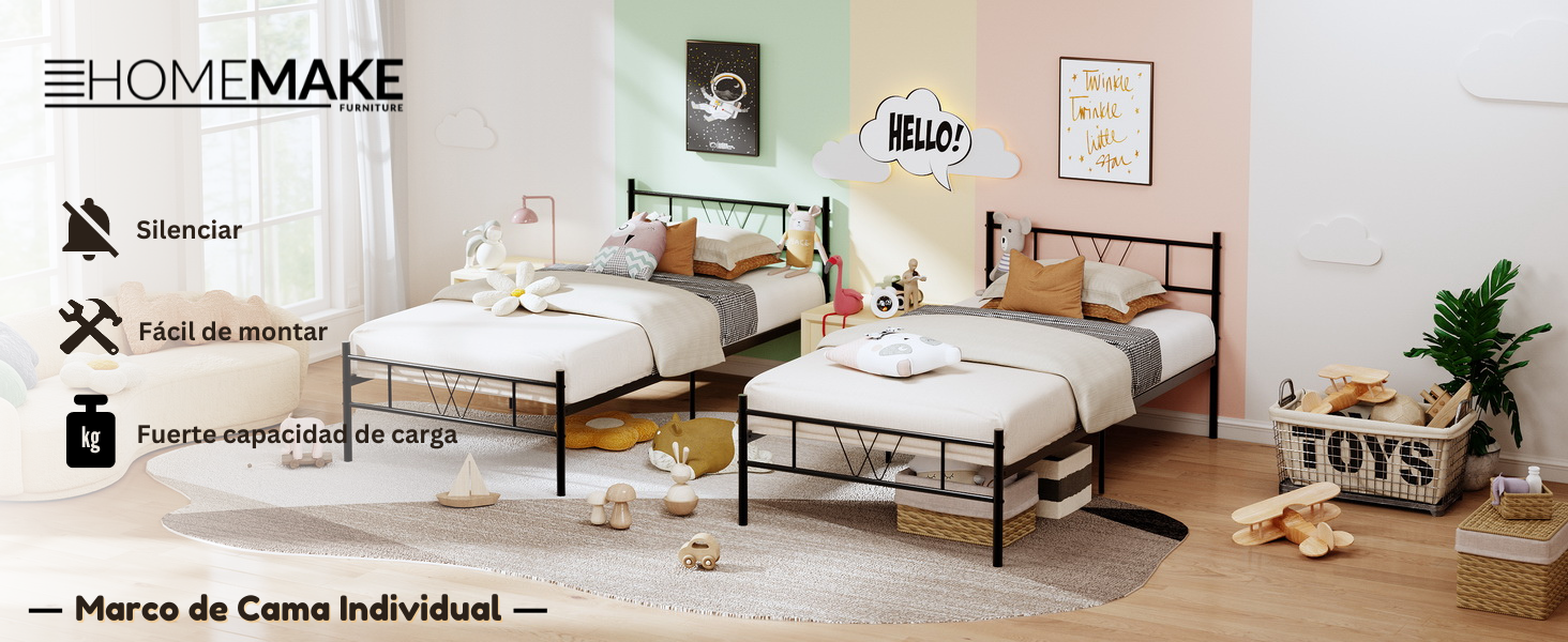 Cama individual met&aacute;lica
