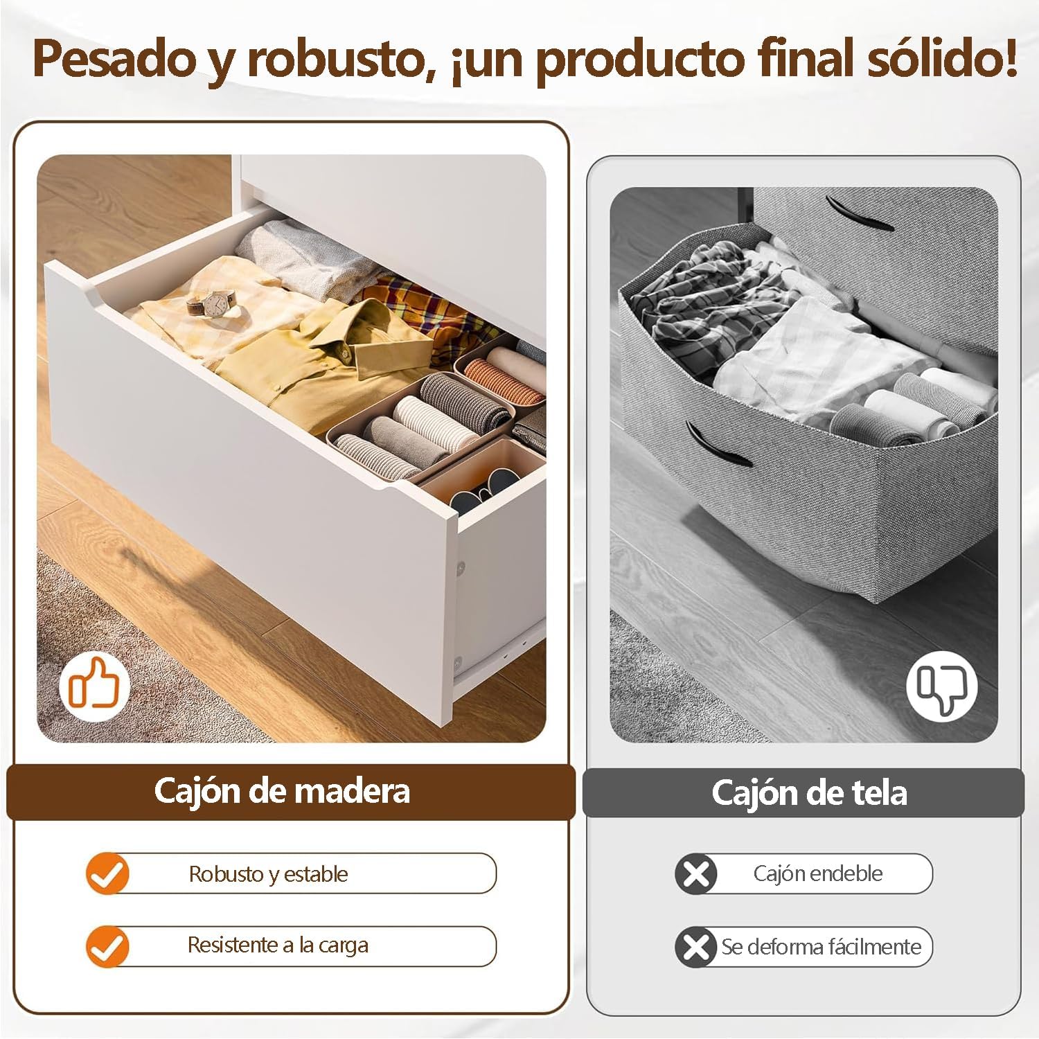 UNKKS Cajonera para Recamara para Hogar Y Oficina, Cómoda de 6 Cajones de Madera y riel de Metal Liso,Cómoda de Madera Grande y Cómoda para Recámara 70 * 40 * 110CM (Negro)