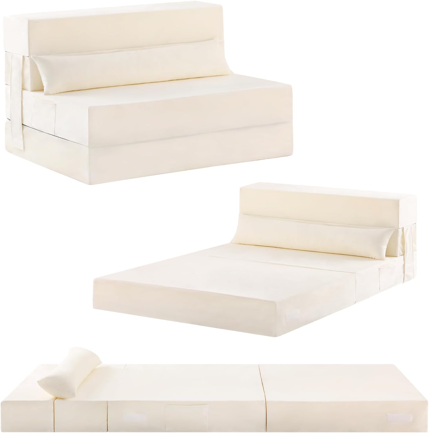 Tiita - Sillón de futón, tamaño individual, sofá cama plegable con almohada, colchón de piso y futón para sala de estar, recámara, uso de invitados, departamento