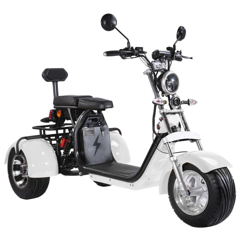 Patinete eléctrico para adultos de 3 ruedas, motocicleta eléctrica con asiento para pasajero