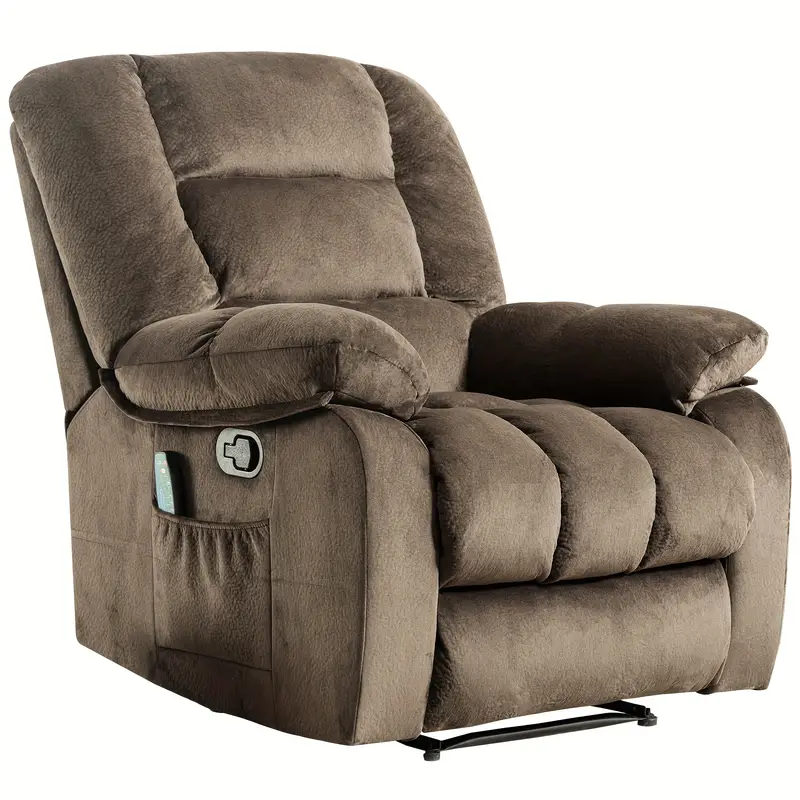 Silla de poder individual - Sillón elevador con función de masaje de cuerpo completo y calor - Sillón de salón ergonómico, cómodo y acolchado con bolsa de almacenamiento lateral, marrón