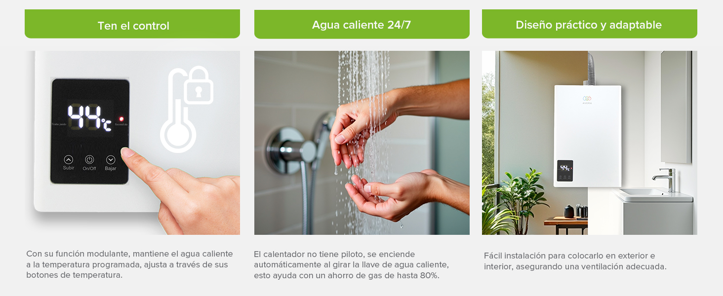 panel de control, agua caliente, dise&ntilde;o practico del calentador modular