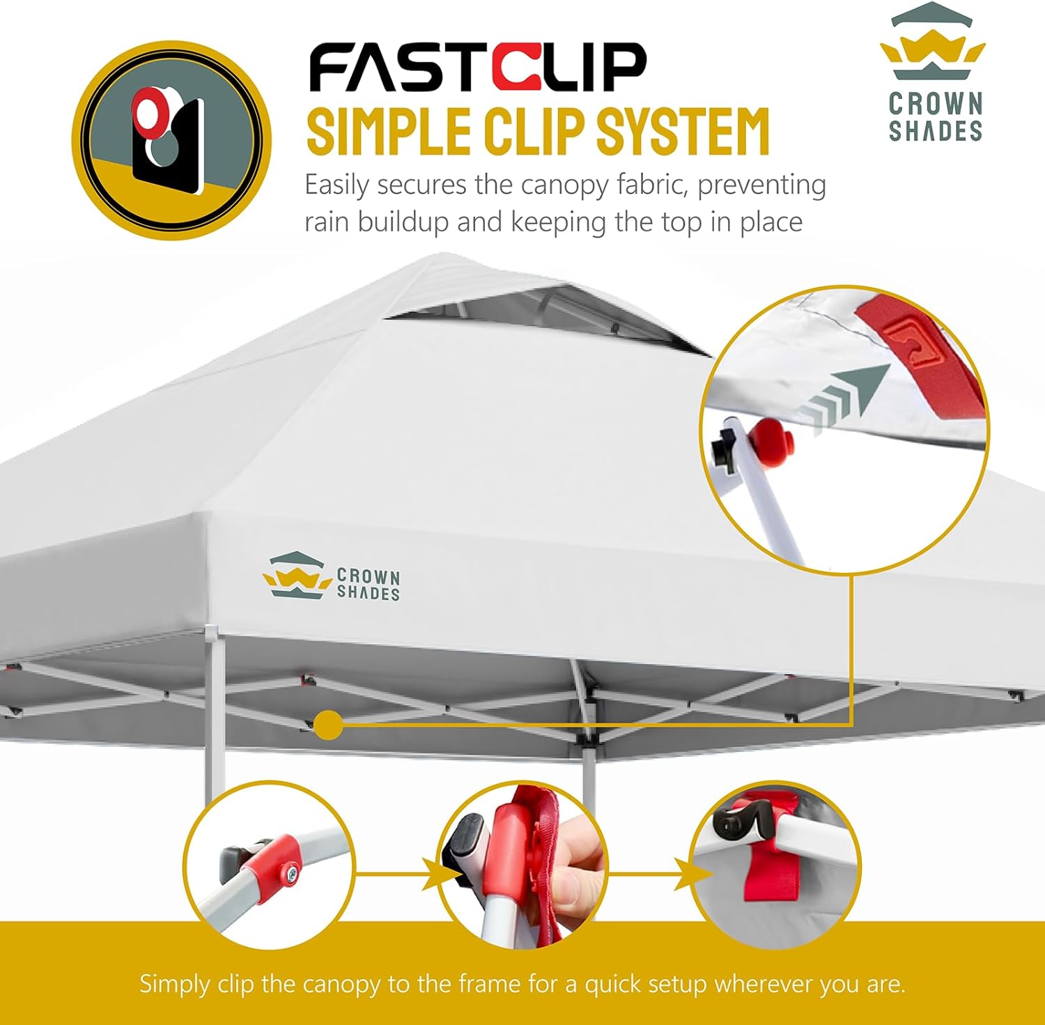 CROWN SHADES - Toldo desplegable de 3.60 x 3.60 metros, toldo patentado de un empuje con bolsa de transporte con ruedas, 8 estacas y 4 cuerdas, negro