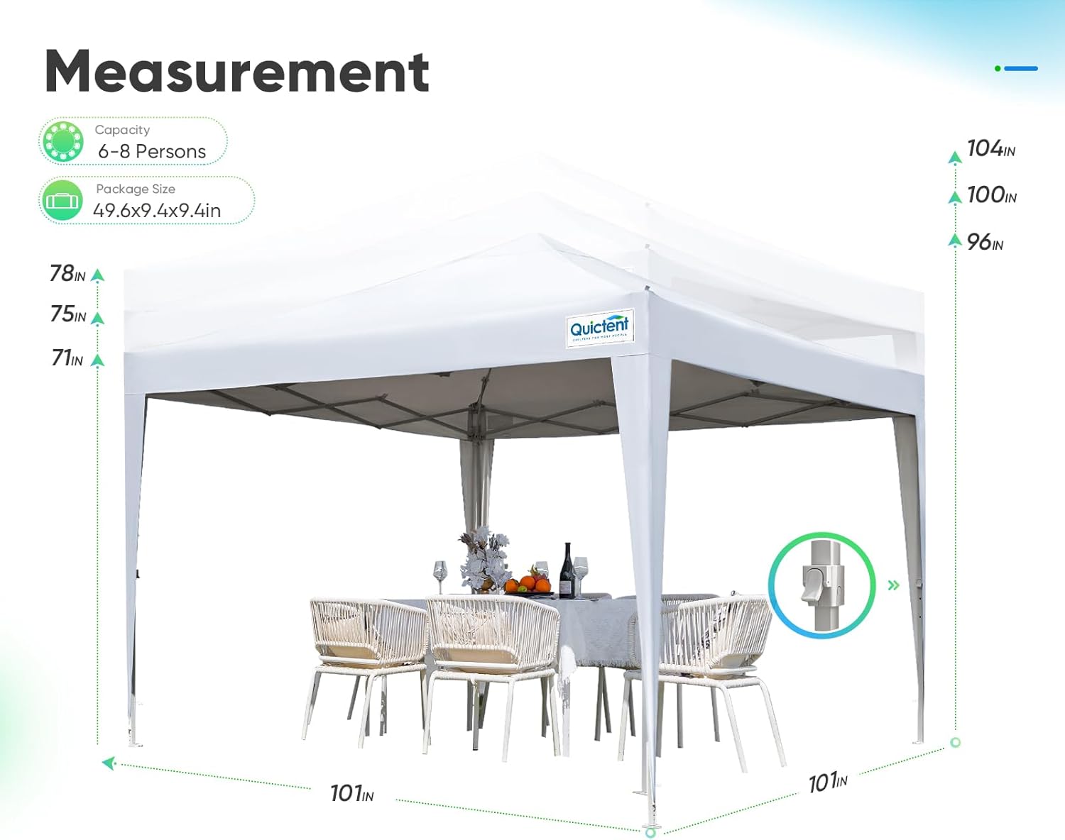 Quictent - Tienda de campaña desplegable de privacidad de 10 x 10 pulgadas con paredes laterales y ventanas ventiladas enrollables, configuración para una persona, fácil refugio para eventos