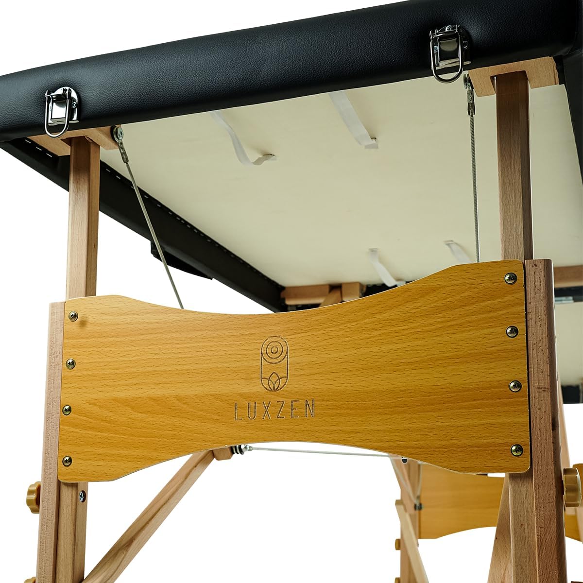 LUXZEN - Cama para Masajes Portatil Plegable Profesional con Estuche y Altura Ajustable Camilla Fisioterapia Ideal para Tatuar SPA Quiropraxia o Facial (Extra Grande 85cm Ancho) (Beige)