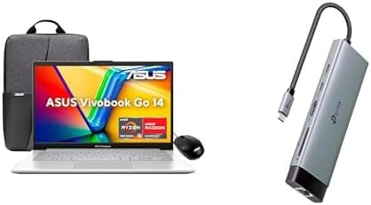 ASUS Laptop Vivobook Go 14/E1404FA-NK480W/AMD Ryzen 5-7520U 4 núcleos/8GB RAM/512GB SSD/Plata/Windows 11/Mouse y Mochila/Teclado en Español(Grantía y Servicio en México)