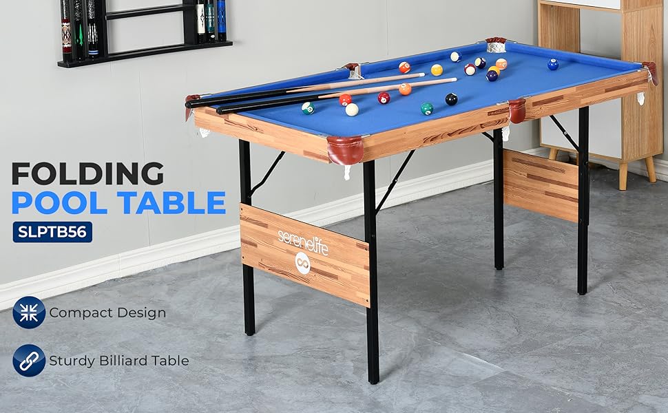 Mesa de billar plegable de 4 pies; mesa de billar; mesa; billar; port&aacute;til; mesa de juego; palos; taco; bolas; azul