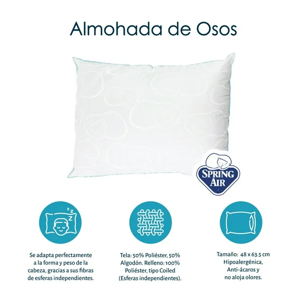Colchón Matrimonial + 2 Almohada Osos Restonic Spring Air Vail