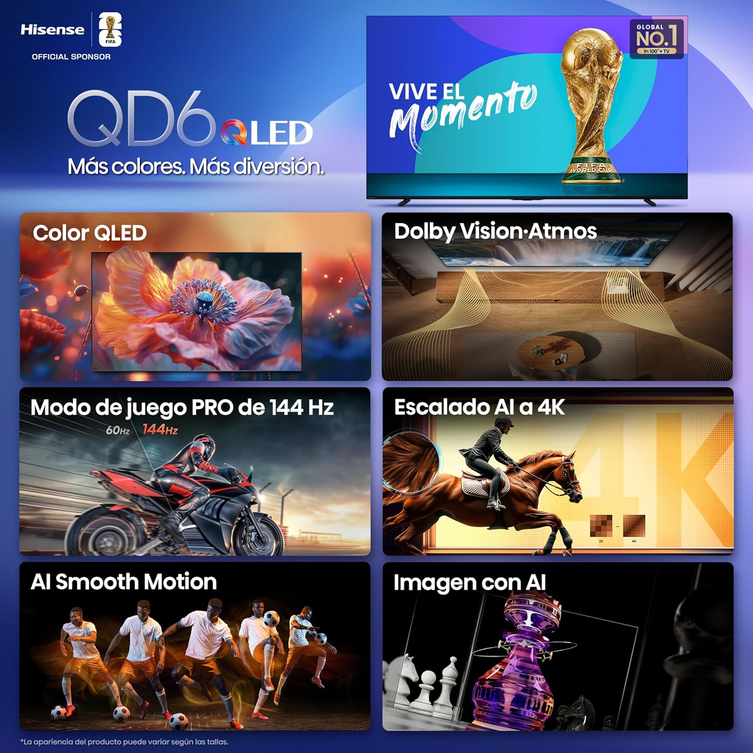 Hisense Television QD6QFM (Modelo 2025) Pantalla 43 Pulgadas,QLED Smart Fire TV UHD 4K,Control Remoto por Voz con Alexa,Escalado AI a 4K,Dolby Vision Atmos, Modo de Juego Plus