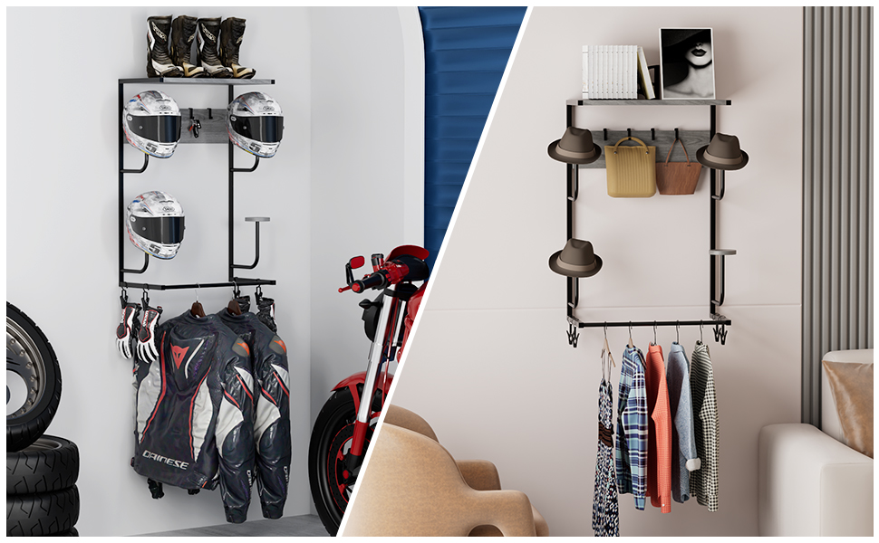 Soporte para casco de motocicleta montado en la pared
