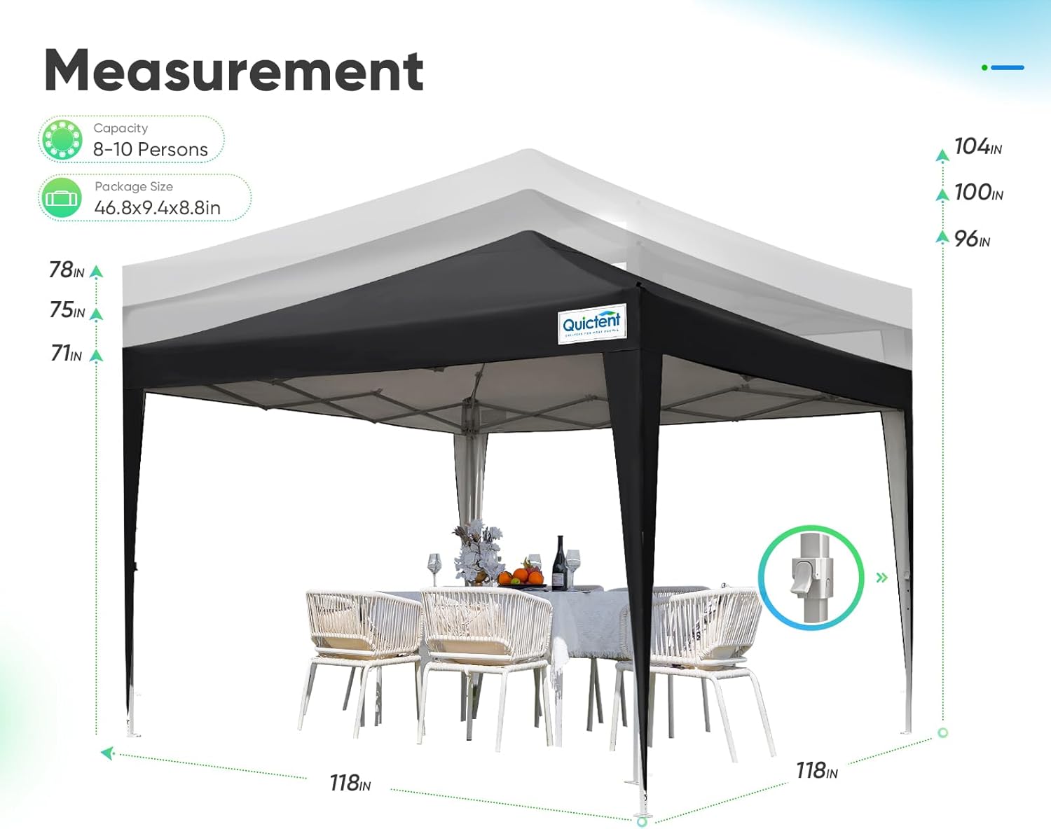 Quictent - Tienda de campaña desplegable de privacidad de 10 x 10 pulgadas con paredes laterales y ventanas ventiladas enrollables, configuración para una persona, fácil refugio para eventos