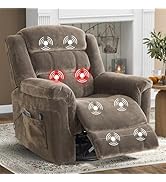 Phoenix Home - Silla giratoria de gran tamaño con sillón reclinable de masaje y calor, color café