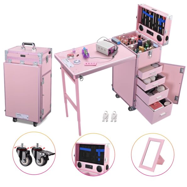 ¡Solo MXN499 por 24 horas! Mesa de manicura con ruedas ¡Estación de maquillaje!