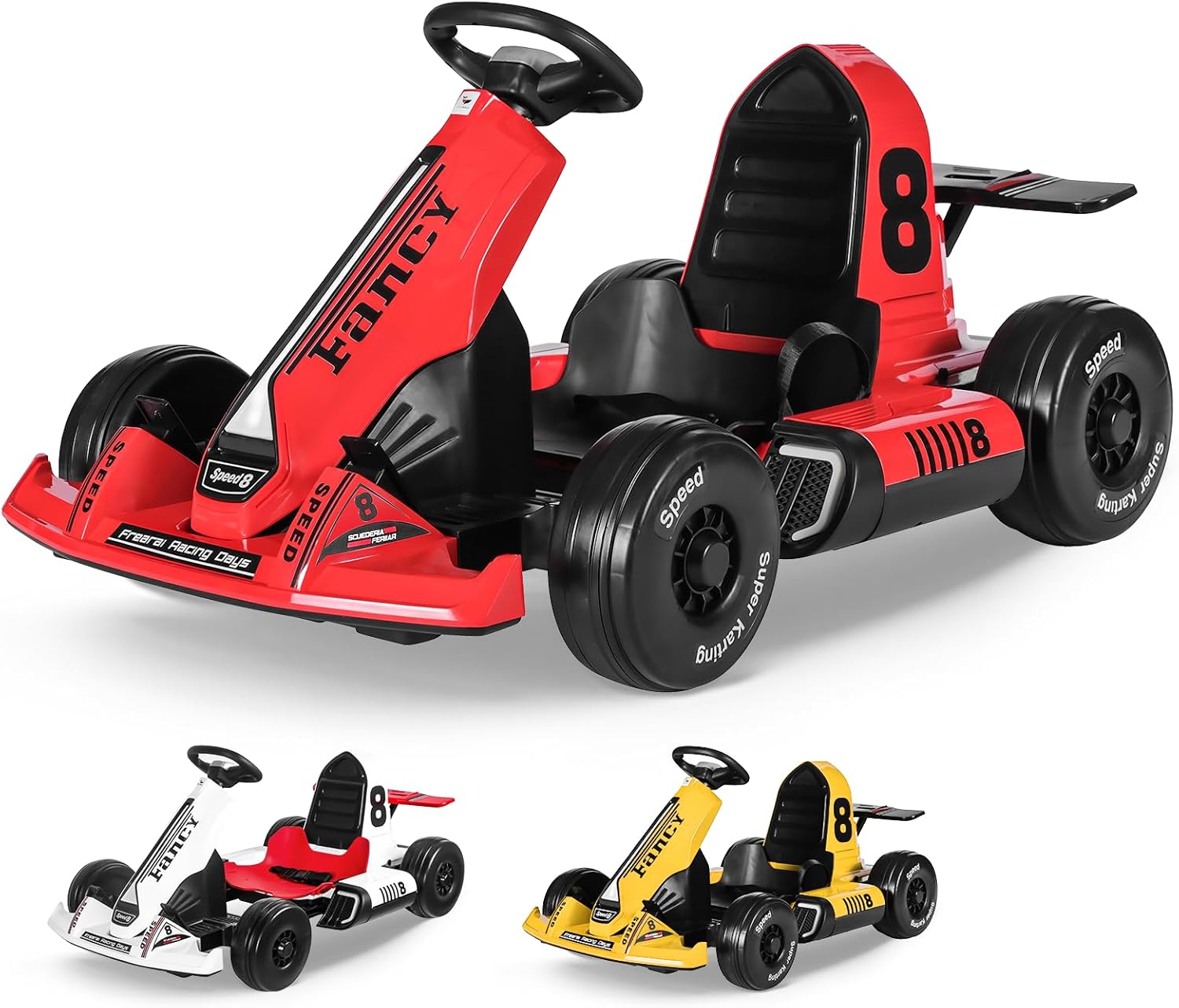 HONEYWHALE Go Kart Eléctrico para Niños con Asiento Ajustable, Modo Control Remoto, Velocidad Máxima 4km/h, Carro Electrico Niño Montable con Luz Led y Musica, Moto Electrica Infantil Niño