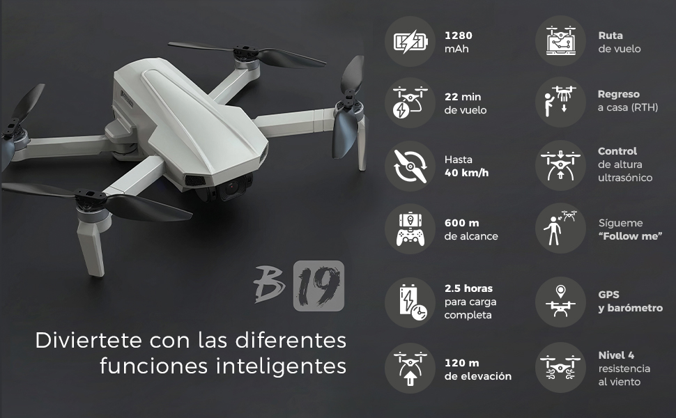 Drone, Mini Dron, Cuadric&oacute;ptero, Drone con C&aacute;mara 4K, Drone SemiProfesional, Quadcopter, drone GPS