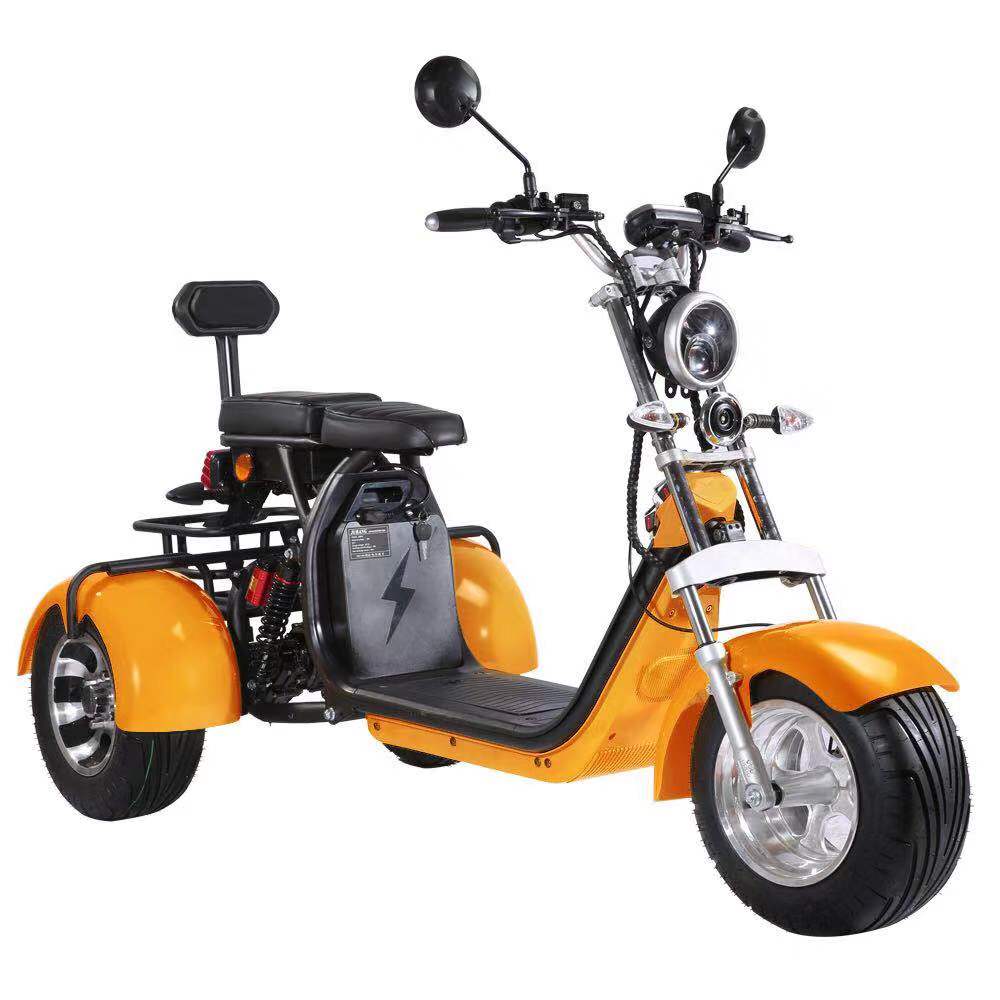 Patinete eléctrico para adultos de 3 ruedas, motocicleta eléctrica con asiento para pasajero