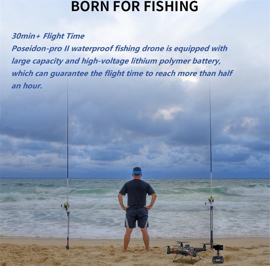 Drone de pesca con cámara 4K con liberación automática de cebo de caída, 33 minutos con GPS, carga útil de 6.6 lbs, drones impermeables para adultos pescadores (hélices de batería