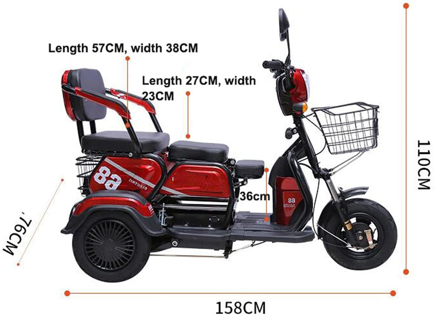 ZJDU Scooter Eléctrico De Movilidad De 3 Ruedas,Dispositivo De Silla De Ruedas Móvil Eléctrico para Adultos -Ajuste De 3 Velocidades,Adecuado para Personas Mayores,Discapacitados, Adultos