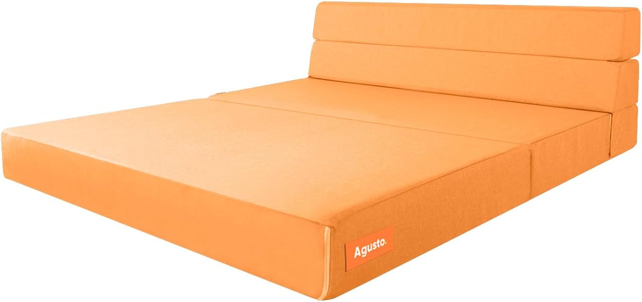AGUSTO Sofá Cama Matrimonial Multifunción Colchon Plegable Futon Chaise Sillon Puff (Gris Oxford)