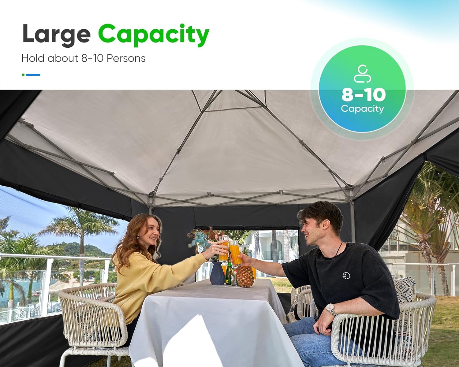 Quictent - Tienda de campaña desplegable de privacidad de 10 x 10 pulgadas con paredes laterales y ventanas ventiladas enrollables, configuración para una persona, fácil refugio para eventos