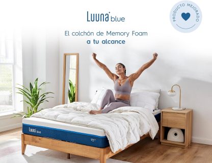 Luuna Colchón Blue Individual, Espumas certificadas, Hecho en México, 3 Capas de Espuma, Memory Foam, Durabilidad, Colchón en Caja