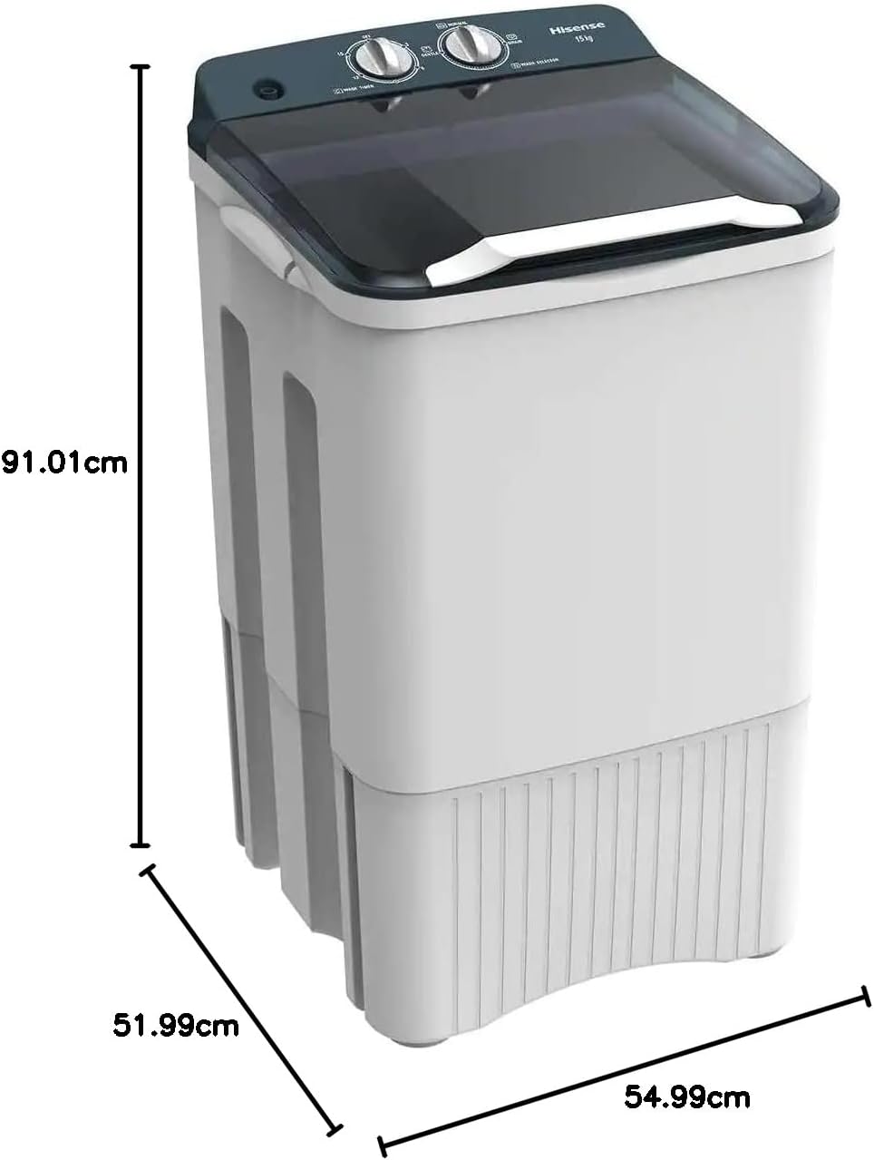 Hisense WSFF1501 Lavadora Semiautomatica 15kg, Blanco/Gris