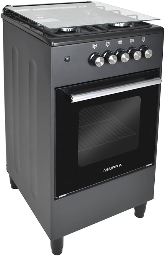 SUPRA Estufa de piso a gas de 4 quemadores de 50 cm Mod. AMBROSIA color negro mate