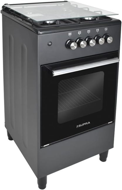 SUPRA Estufa de piso a gas de 4 quemadores de 50 cm Mod. AMBROSIA color negro mate