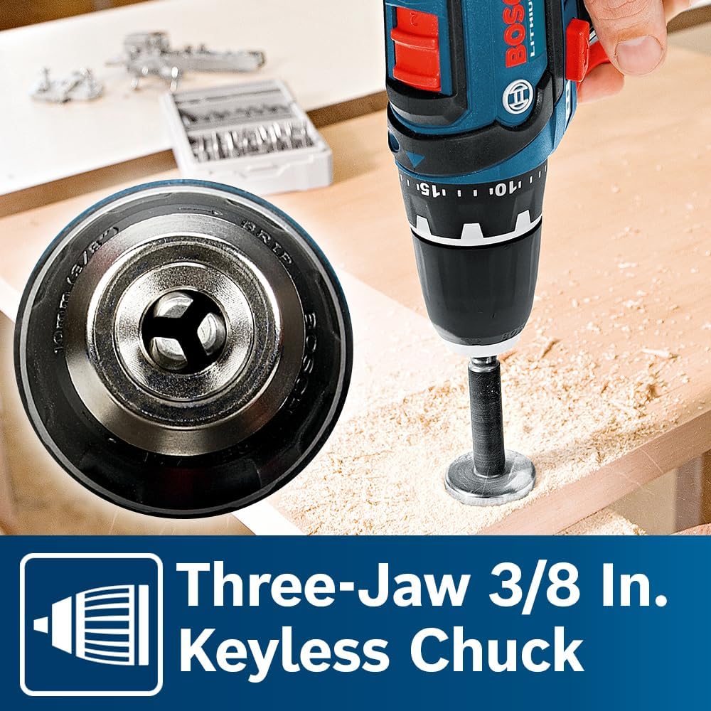 Bosch CLPK22-120 Kit combinado de 2 herramientas de 12 V máx. con Taladro/Atornillador de 3/8", Atornillador de impacto y (2) baterías de 2.0 Ah